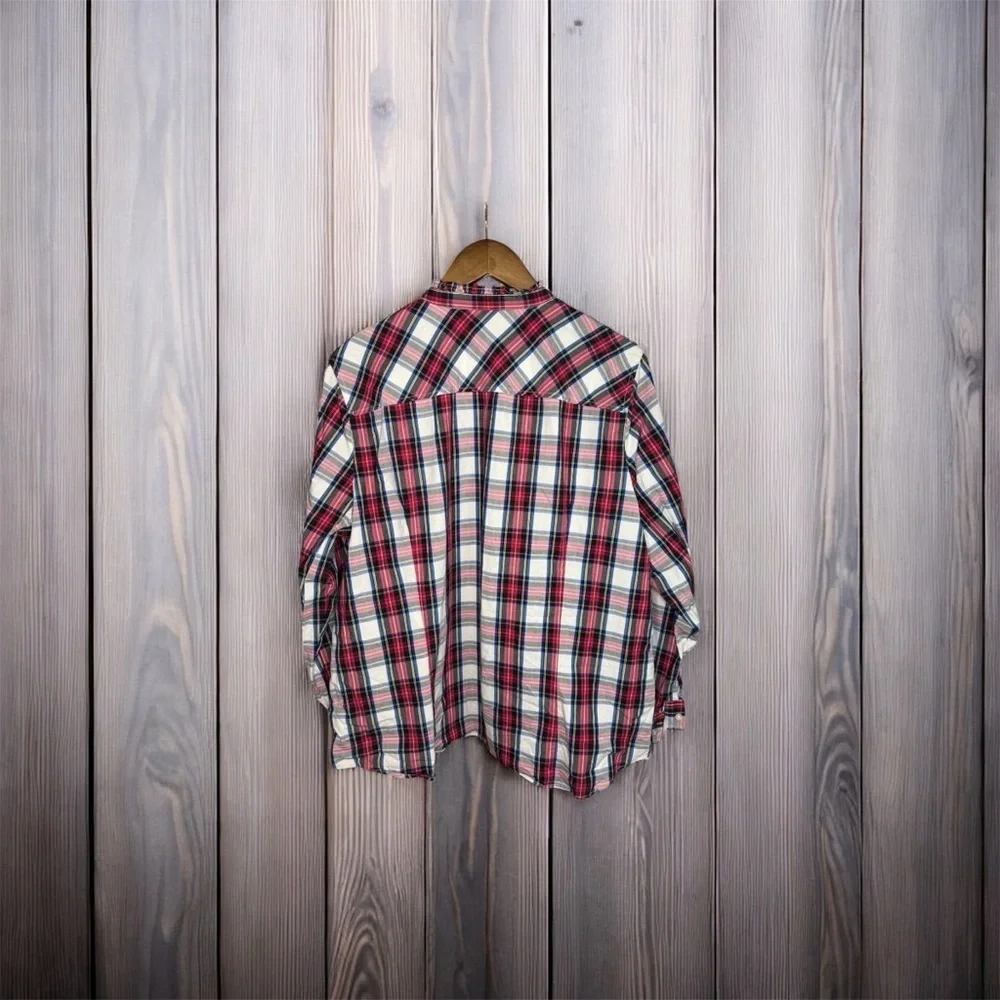 J. Crew Tartan Button Up Top with Ruffled Collar
